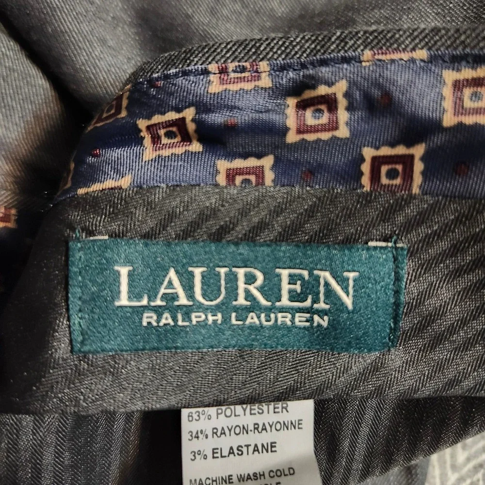 Lauren Ralph Lauren Mens Charcoal Grey Dress Pants 34W 30L Stretch Flat Front
